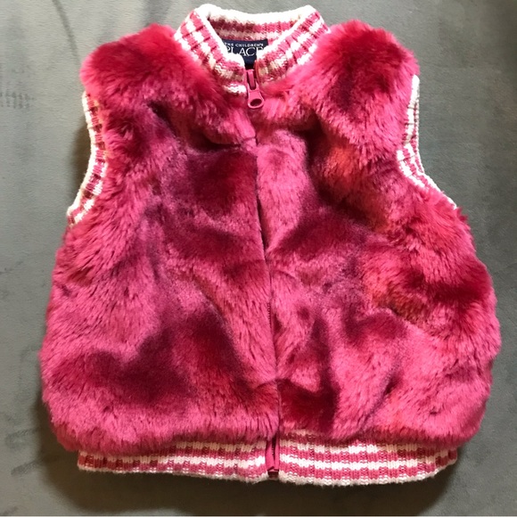 The Children’s Place pink fun fur vest (18 months) - Picture 1 of 6